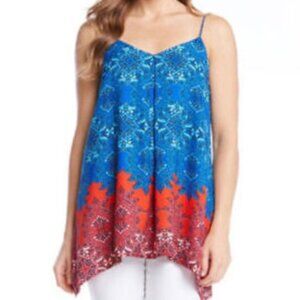 KAREN KANE Red & Blue NWOT Handkerchief Tank Top | Size XL